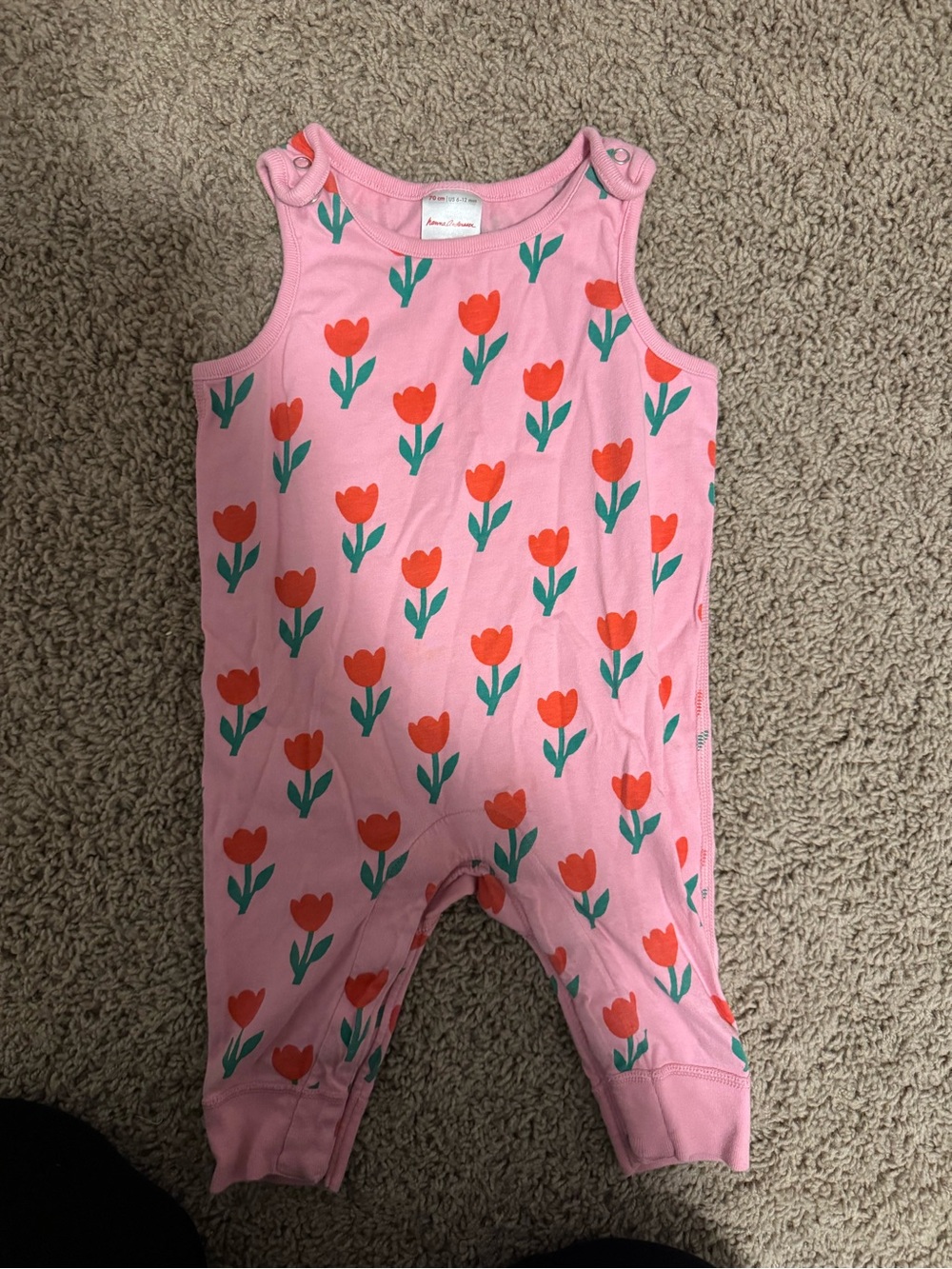 Hanna Andersson Pink Tulip Print Coveralls